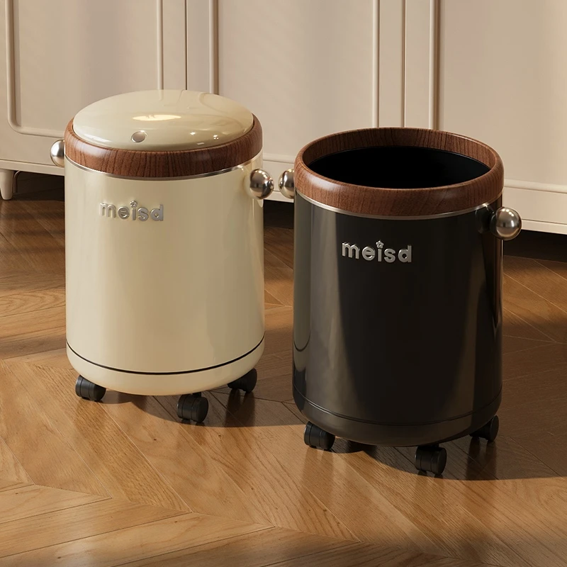 中古风垃圾桶家用客厅轻奢高档2025新款卧室高颜值可移动