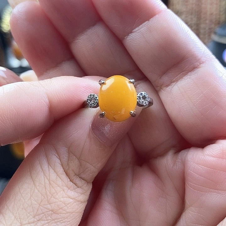 琥珀未镶嵌戒指戒指
