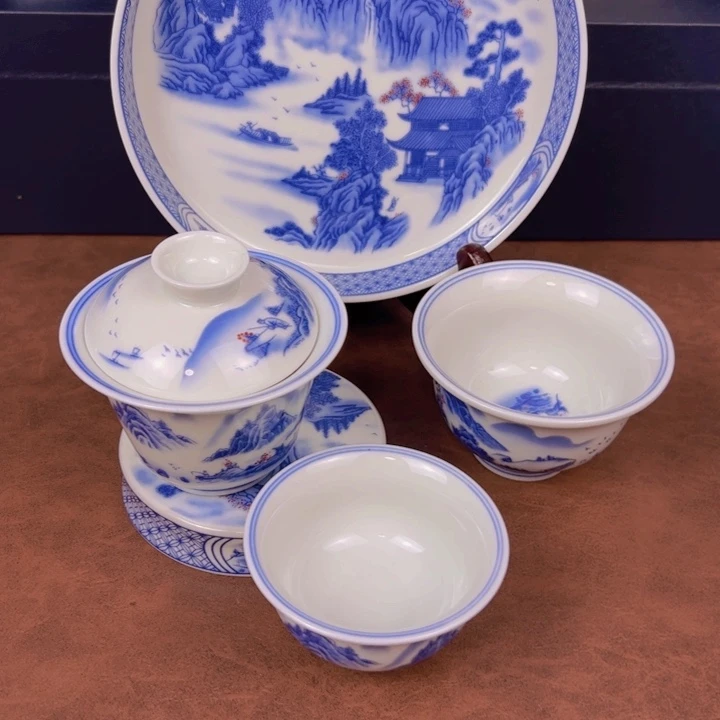 青花釉里红茶具套组