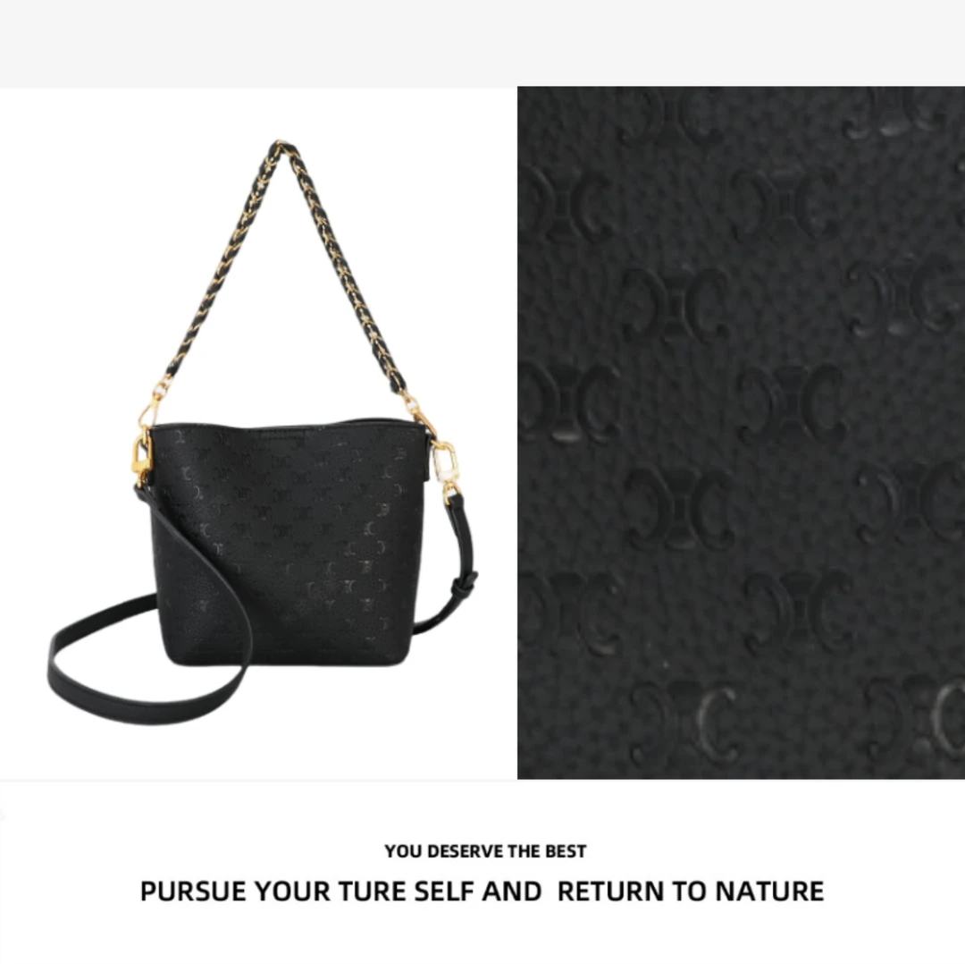 CEELING新款秋冬经典老花轻奢单肩手提水桶包#9110