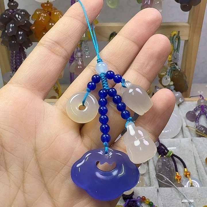 手机挂件，蓝色平安锁