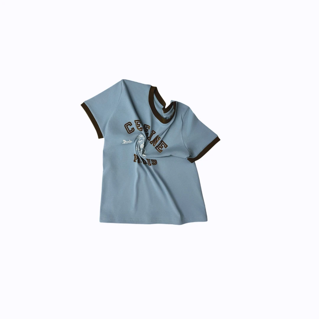 林爆爆【千娇】2025春夏新款时尚休闲宽松圆领短袖T恤H719