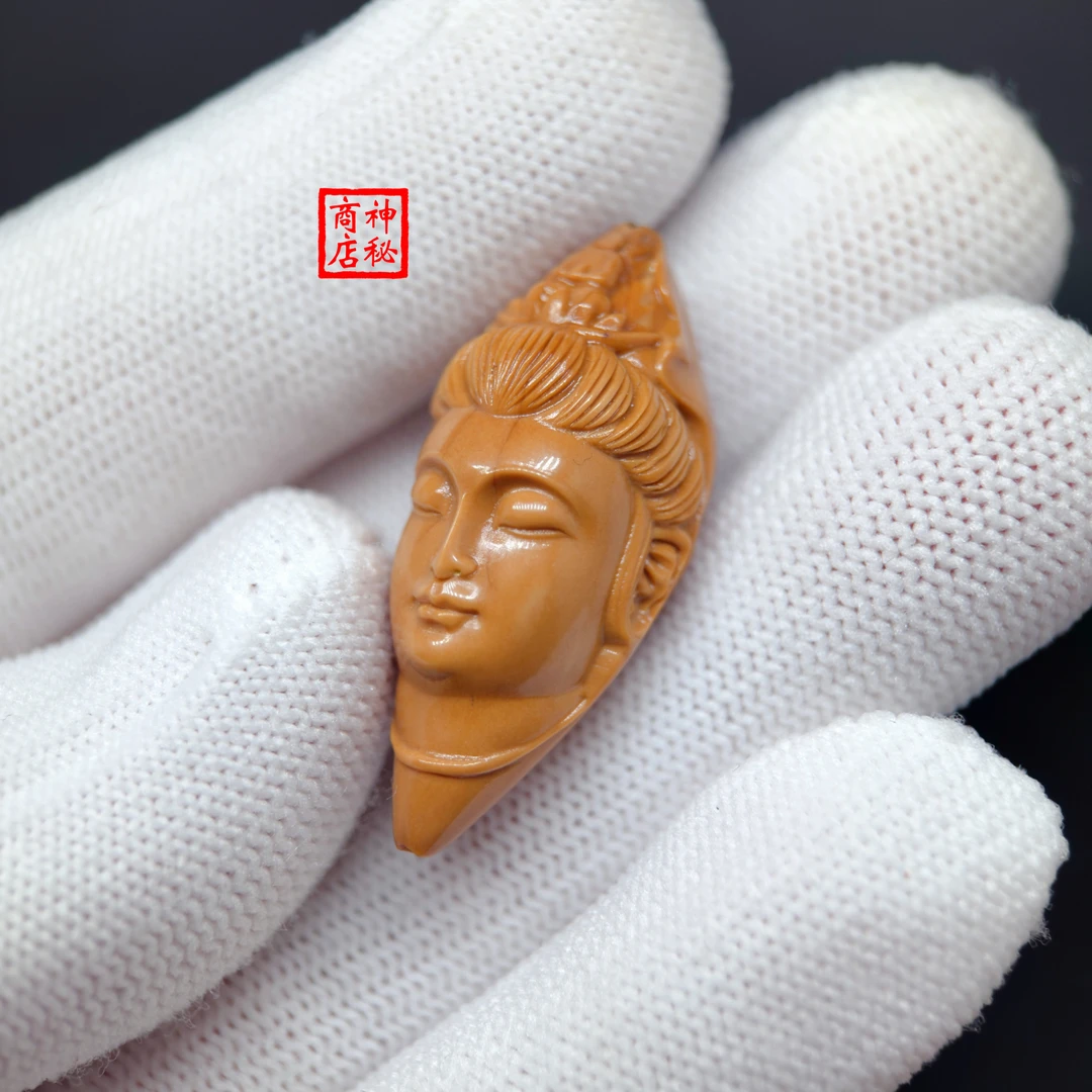 橄榄核雕刻观音单籽坠吊坠文玩手串配饰橄榄核最美老油核观音
