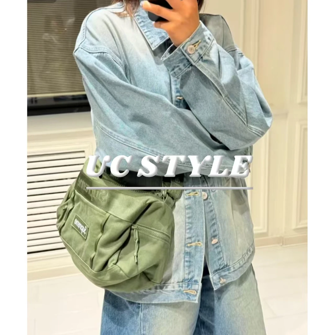 Q299单排扣宽松休闲牛仔外套主播穿S码