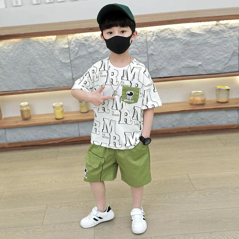 范哲萨男童夏装套装新款小男孩夏天薄款衣服宝宝夏季潮流服装洋气