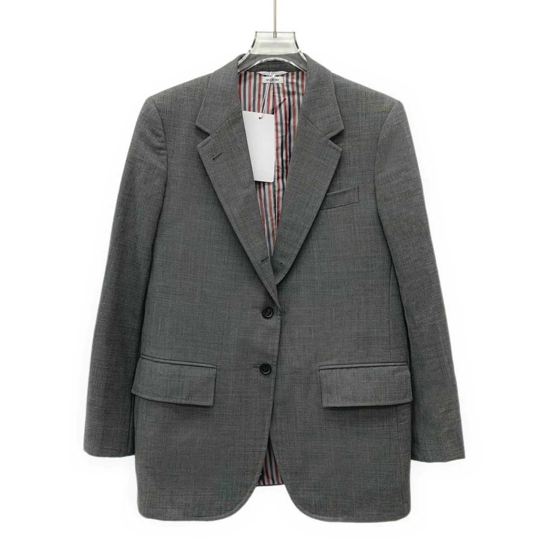 95新 THOMBROWNE IM0245 深灰色羊毛翻领单排扣长袖西装外套 42码