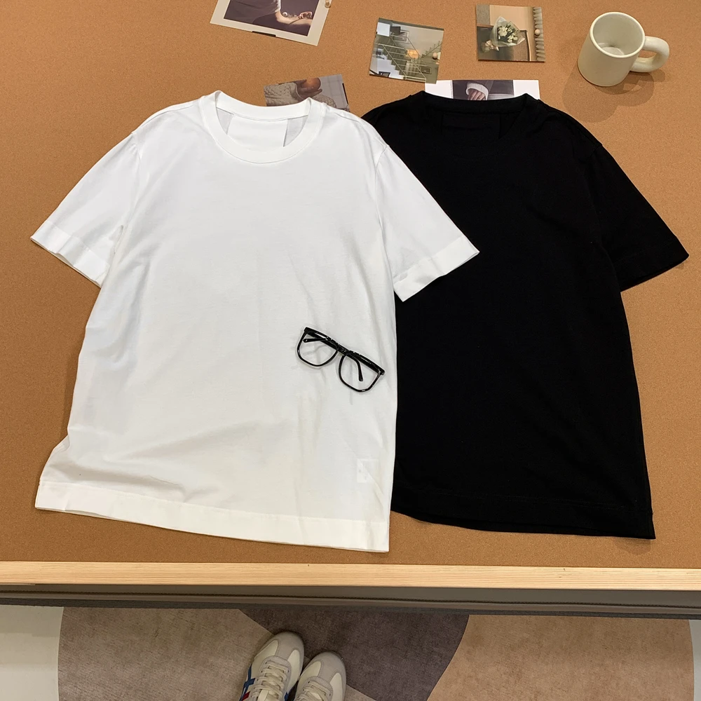 A30中长款白色T恤女2025夏季宽松oversize基础款白T中袖上衣