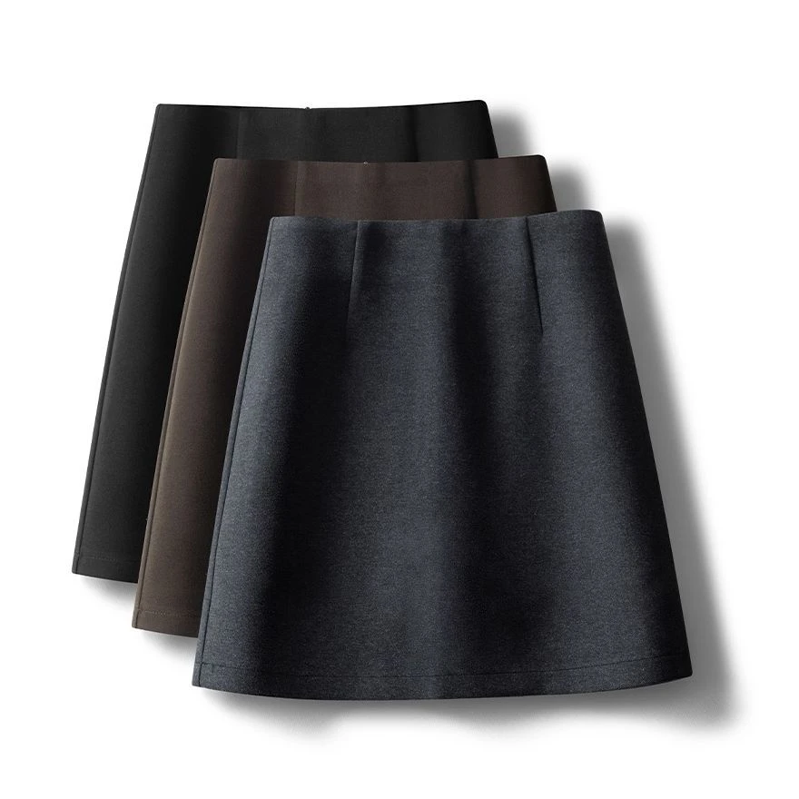 简约百搭毛呢半身裙短裙女早春2025新款显瘦高腰包臀裙短裤a字裙