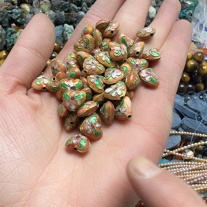 玛瑙/玉髓未镶嵌珠宝半成品三颗12mm景泰蓝屁桃