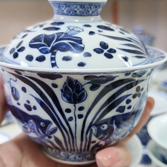 手工艺品琉璃景德镇陶瓷盖碗