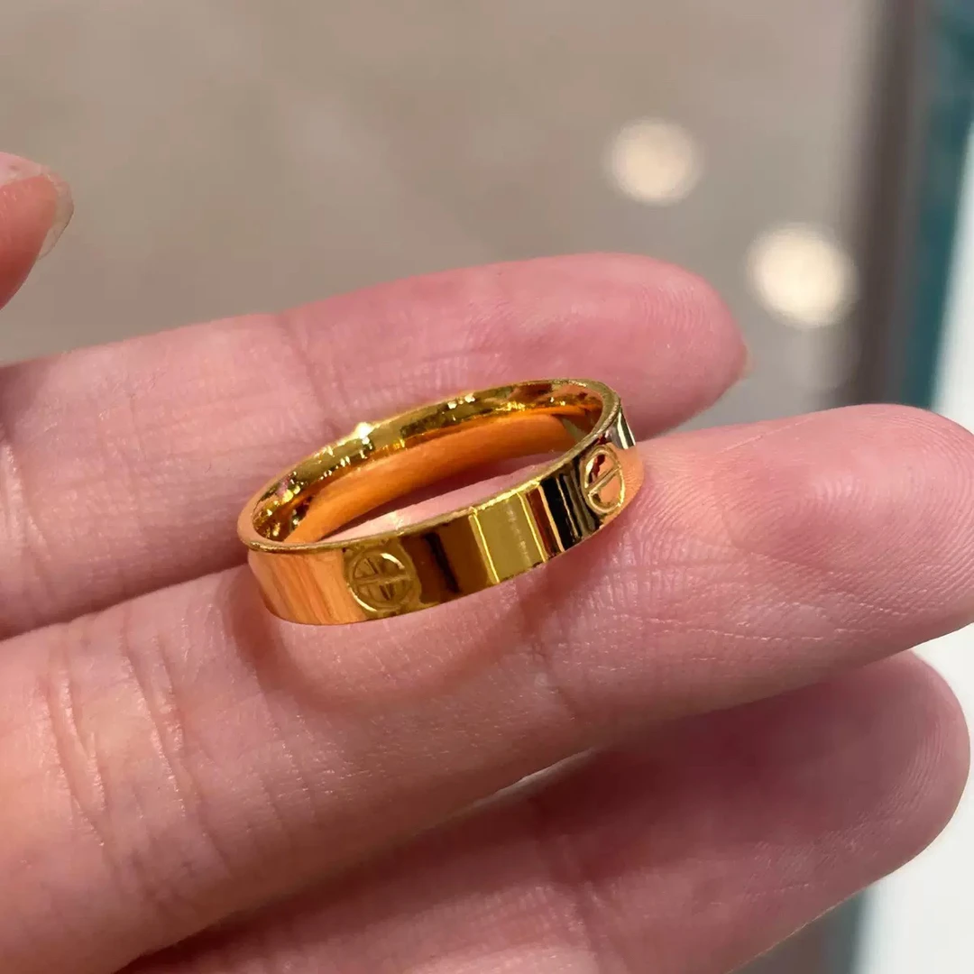 铜合金戒指 一字纹光面条戒简约素圈情侣款戒指指环时尚百搭窄版1