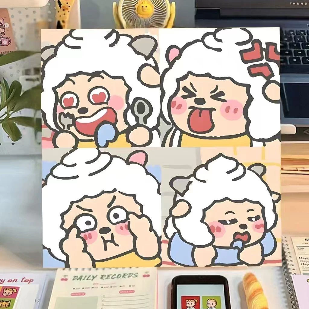 四宫格清仓懒羊羊四宫格系列diy数字油画卡通简单涂色