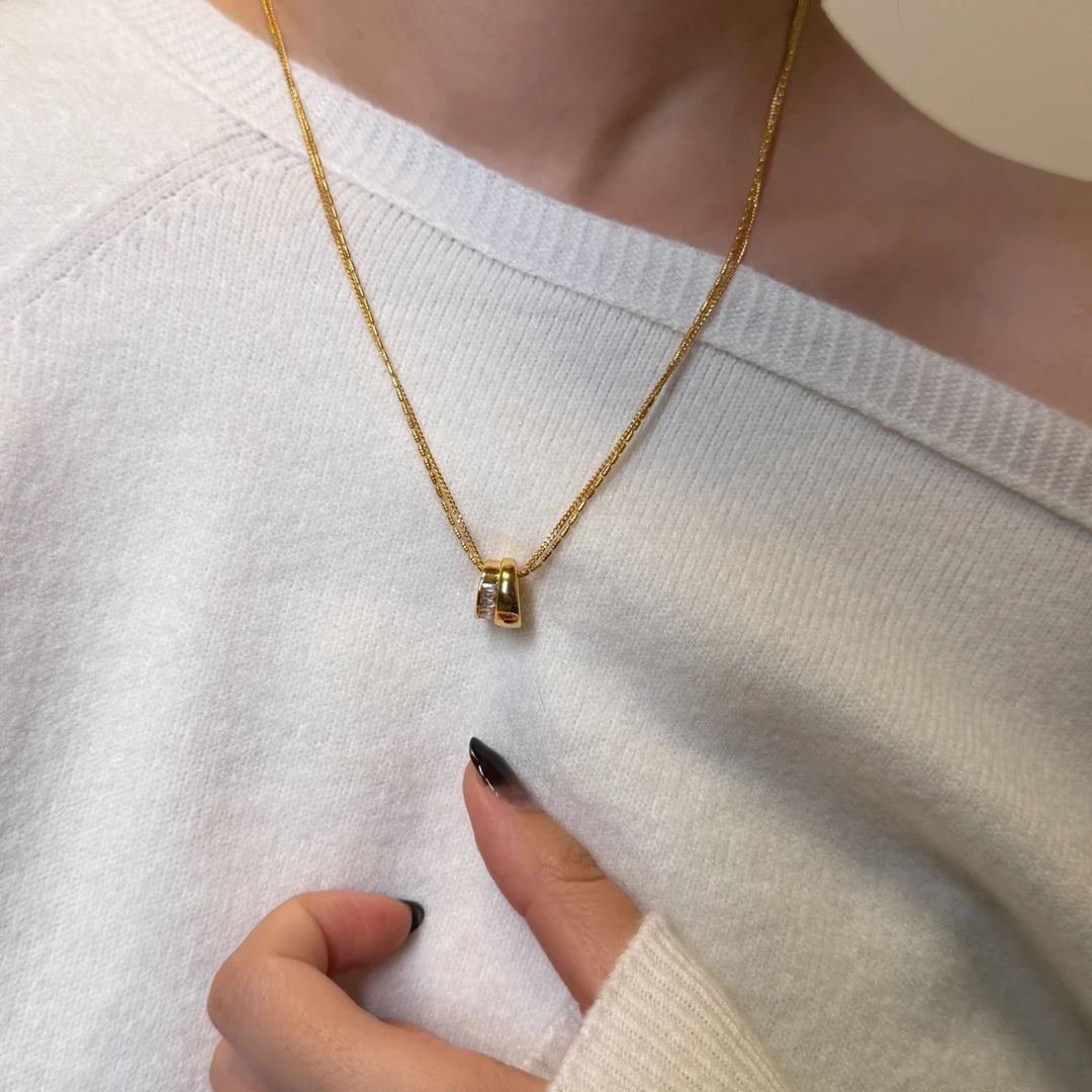 铜项链 时来运转双层两戴毛衣链项链百搭轻奢XL0055-G