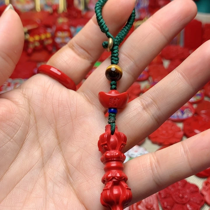 天然辰砂工艺品朱砂钥匙扣