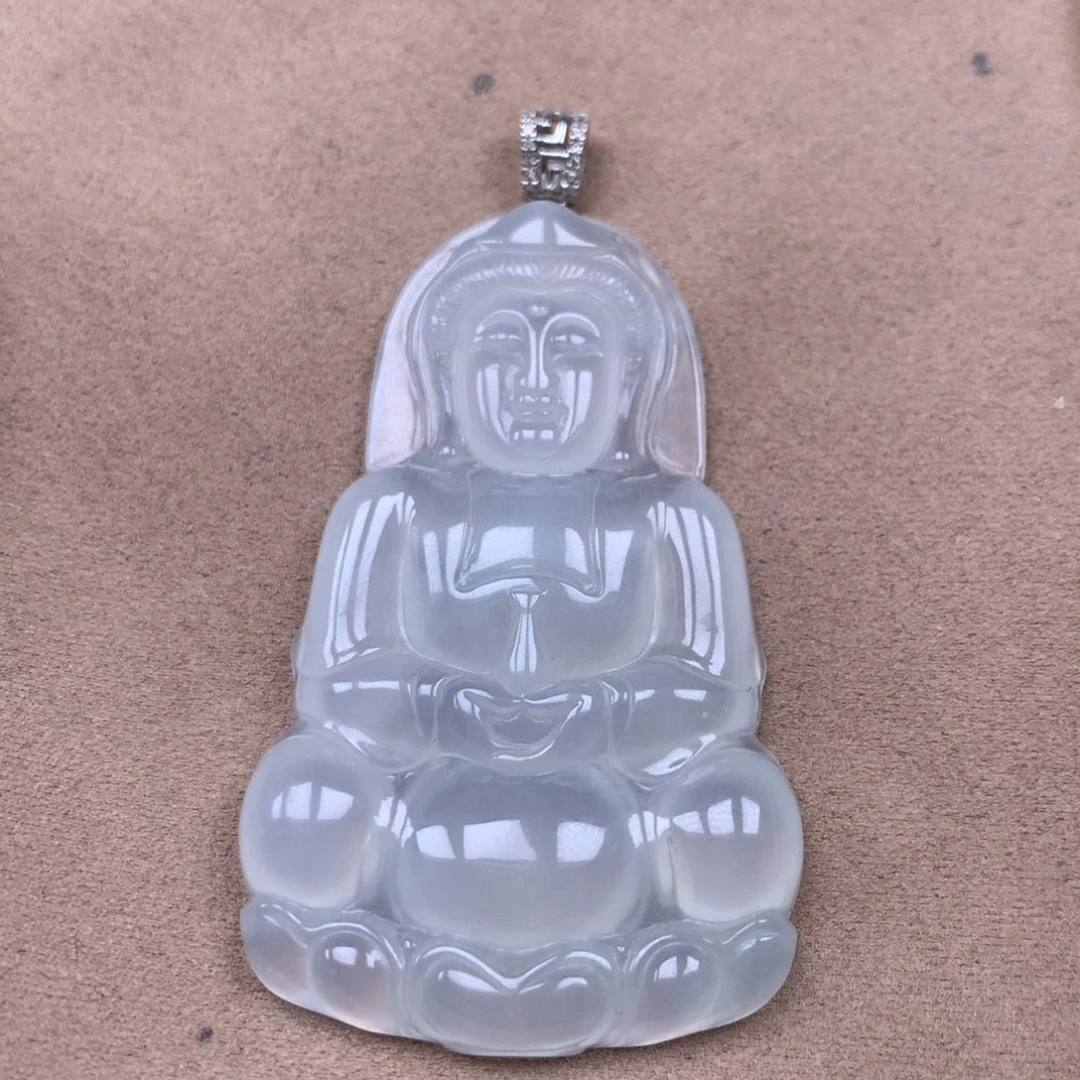 翡翠18K金镶嵌颈饰缅甸翡翠A货