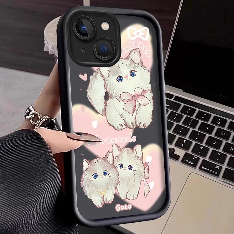 粉色猫适用苹果17promax/16/15手机壳iPhone14pro/13/12/11硅胶