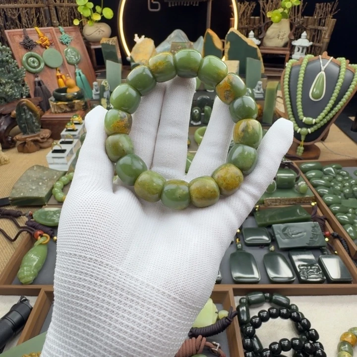 岫岩河磨玉（透闪石质玉）未镶嵌手串