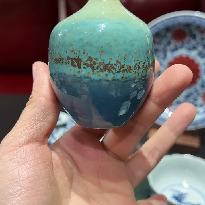 纯手工胎高温颜色釉小花瓶