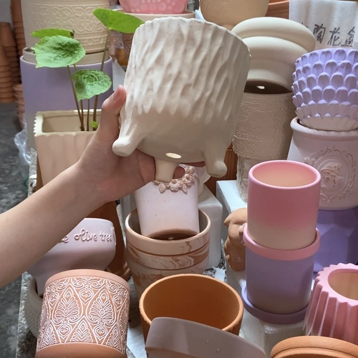 13×14白陶三脚树纹