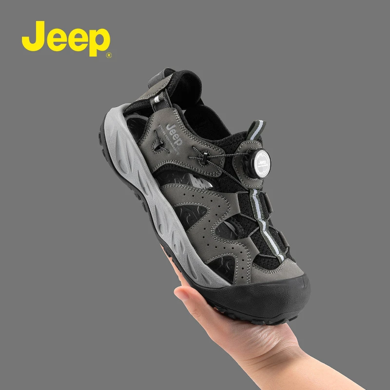 JEEP吉普男鞋免系带包头沙滩凉鞋夏季运动开车防滑户外登山溯溪鞋