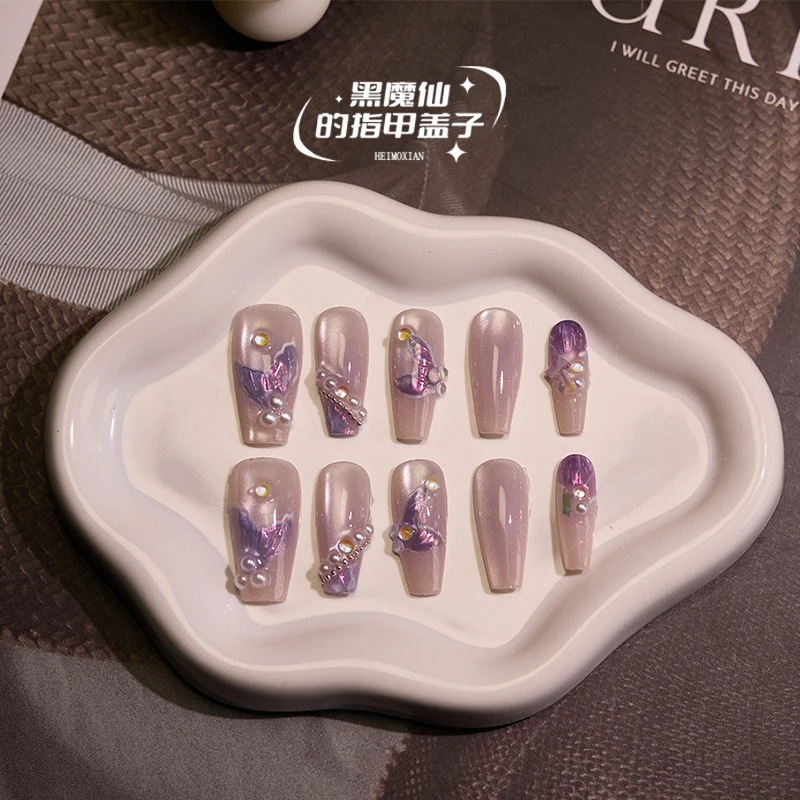 【紫蝶幽梦】纯手工紫宝石气质显白大钻猫眼穿戴甲精致高级婚甲