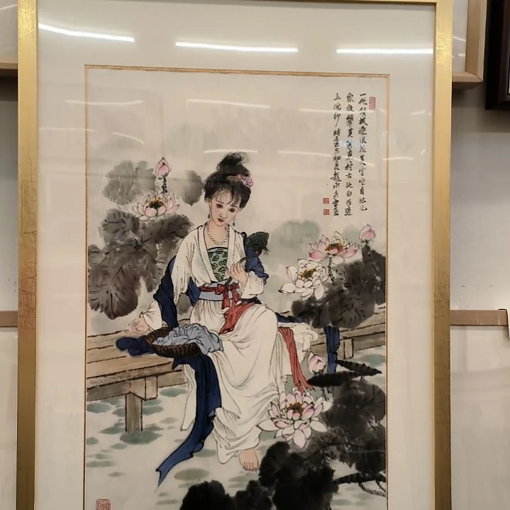 国画人物画作精品带框