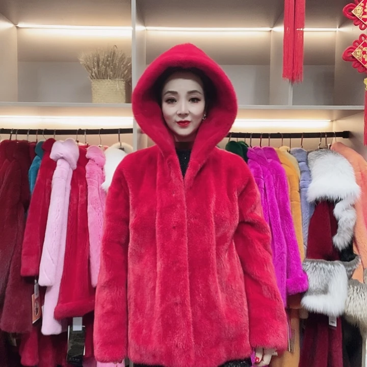 进口整版水貂皮大衣