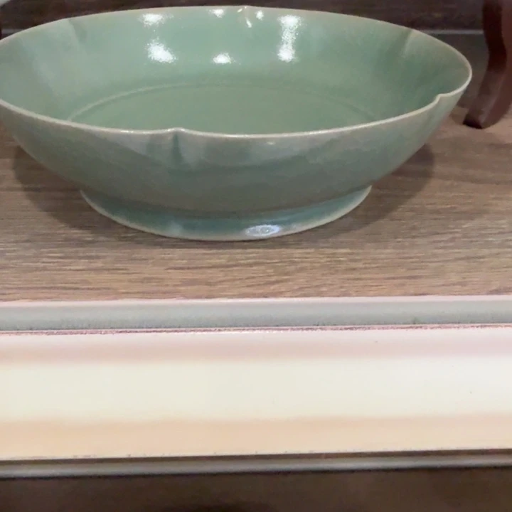 杯仿古青绿纯手葵口盘瑕