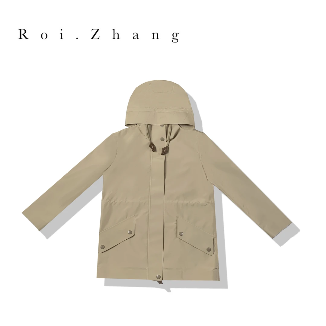 Roi-Zhang【落日限定】2024春秋新款英伦风连帽风衣外套506W22132