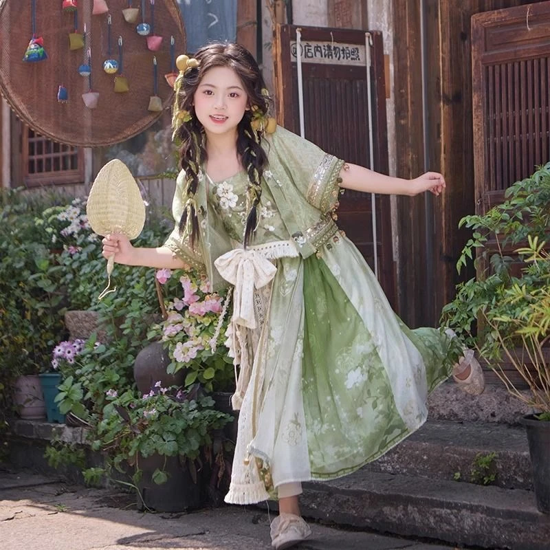 YZM005【绿野仙踪】汉服女童夏2025新款古装连衣裙民族风唐装异域风