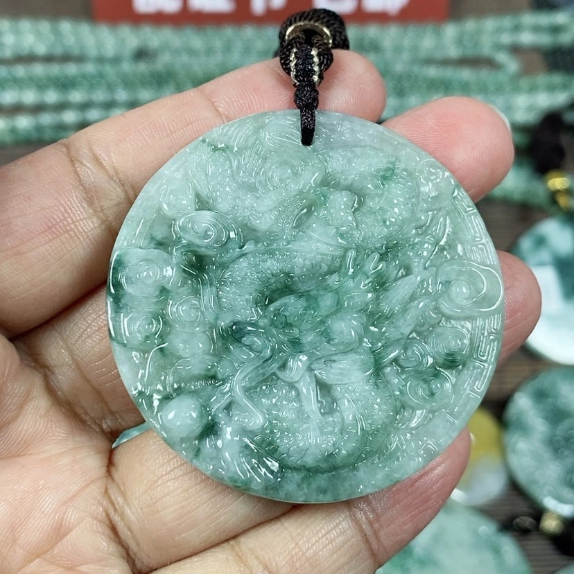 【闪购商品】翡翠颈饰未镶嵌玉吊坠翡翠玉圆形龙牌