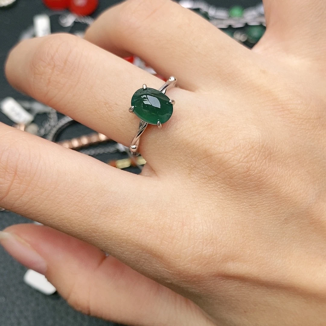 翡翠银S925镶嵌戒指