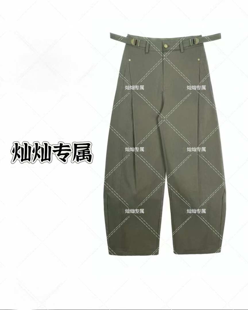 夏款2025重磅欧货褶皱显瘦裤子腰头酷帅设计小裤