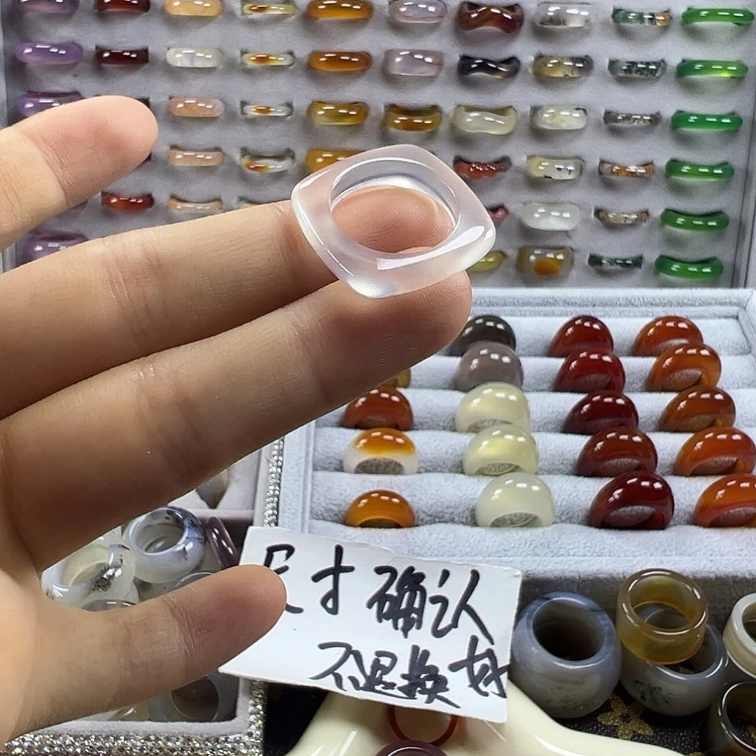 玛瑙/玉髓未镶嵌戒圈不退换16港12福利
