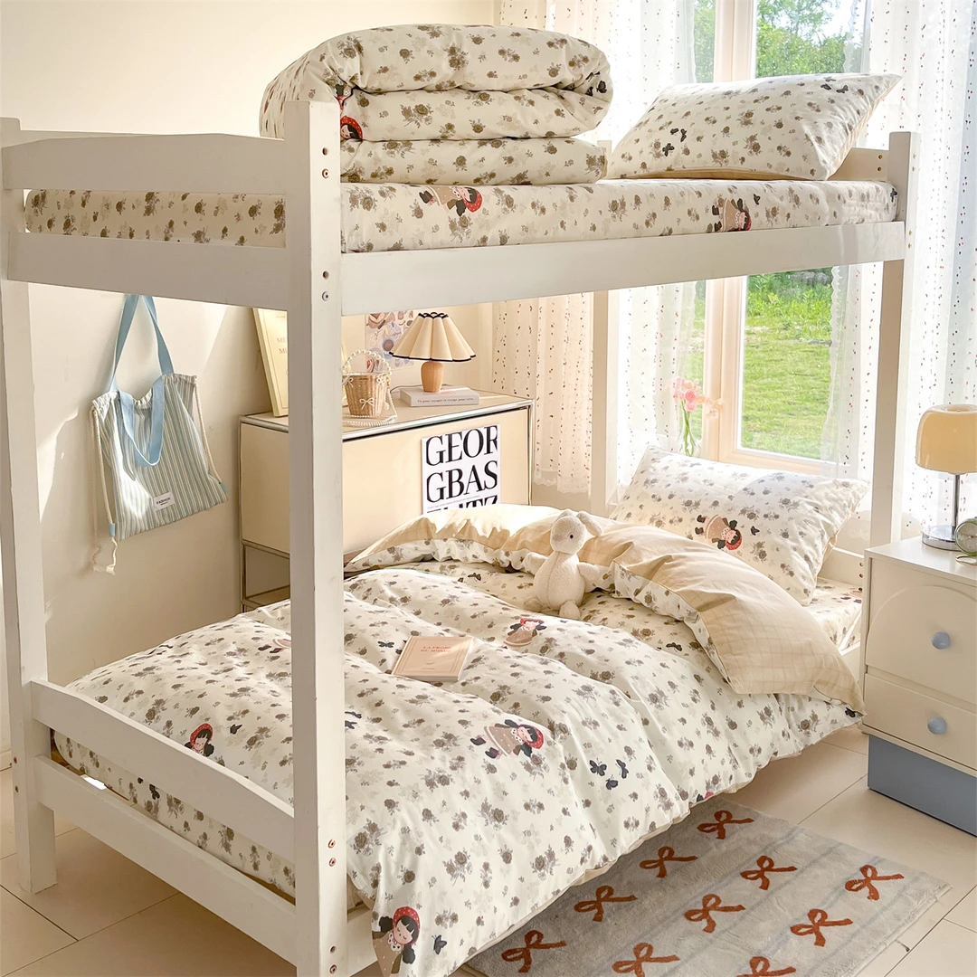 2025新款全棉三件套大学生宿舍专用双面设计柔软舒适被套床单枕套