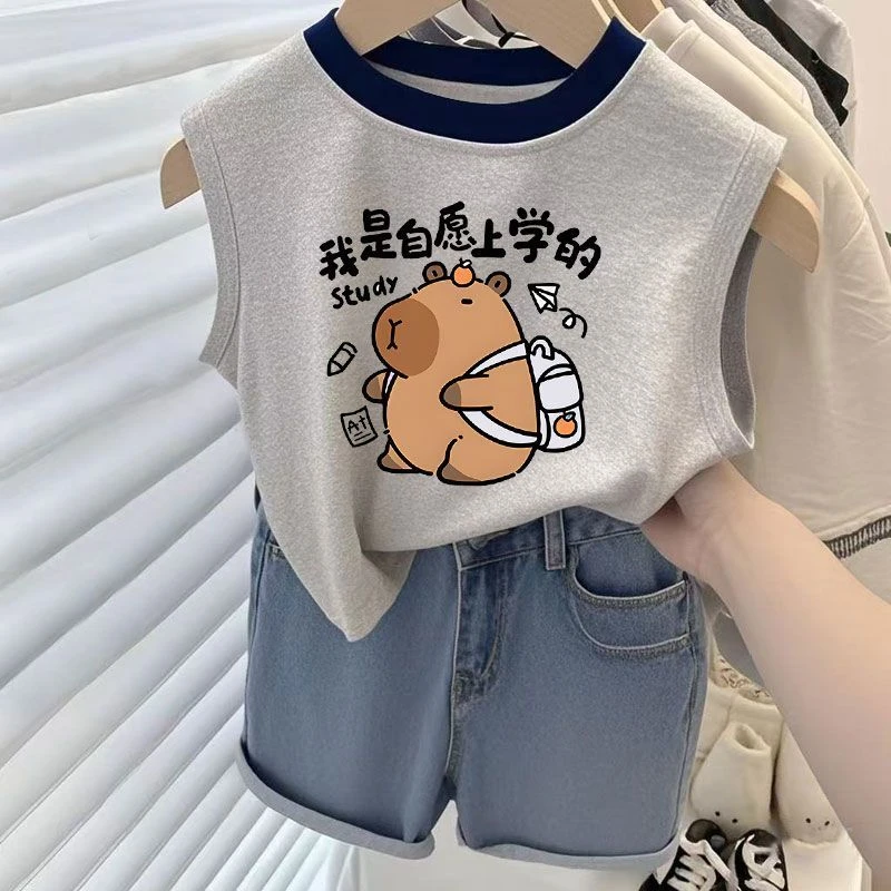 【粉丝福利】无袖背心2025卡通男女童T恤新款夏季女童上衣宝宝洋气