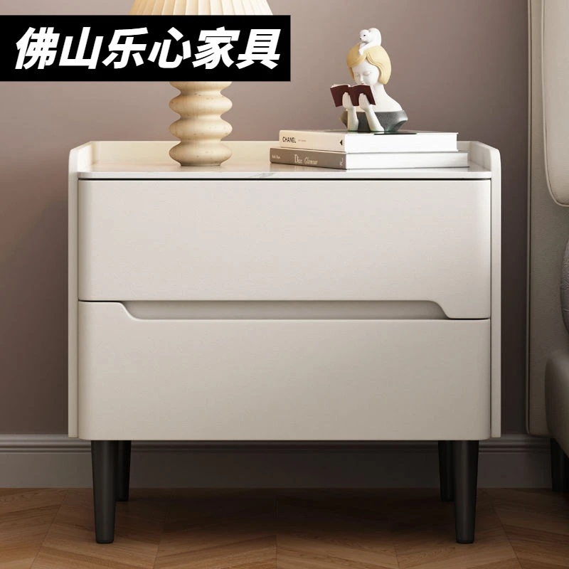 2026小柜子皮质卧室简约现代床头柜岩板床边柜实木收纳家用酒店宾
