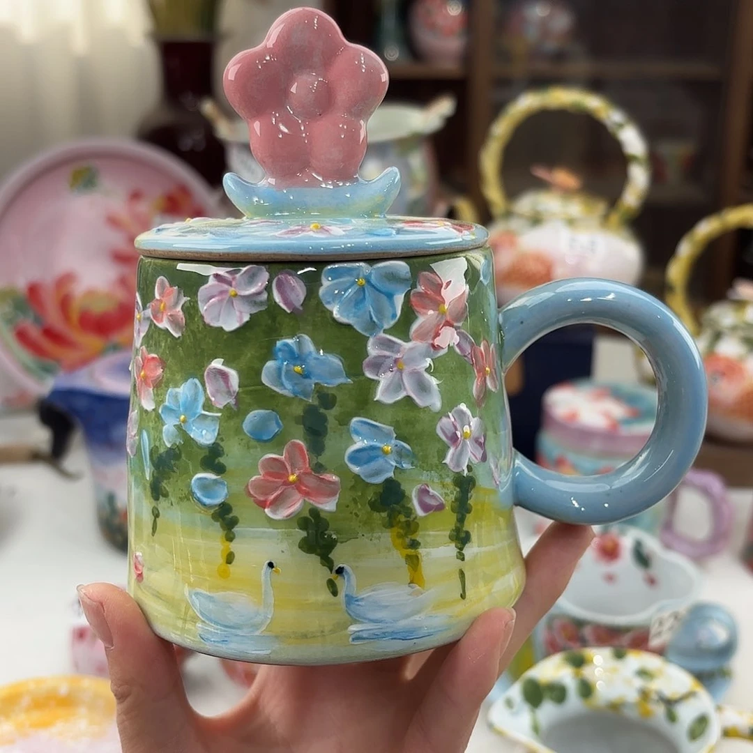 瓷片景德镇手绘高温釉下彩陶瓷茶具