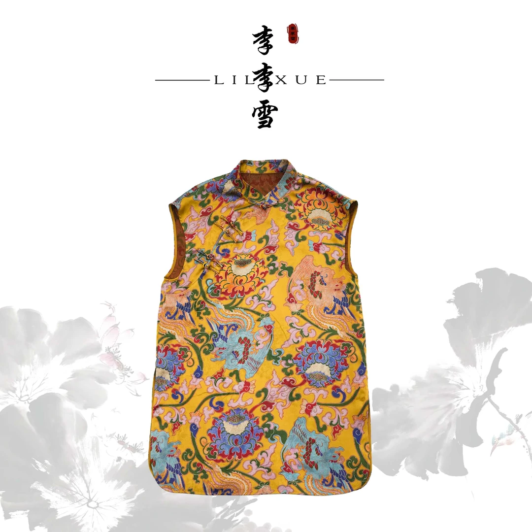 LILIXUE『凤舞莲花』夏季中式国风花纹复古无袖马甲中国风马夹