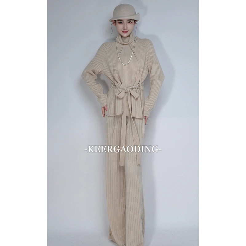 【可儿•高定】高端设计师款加厚保暖阿尔巴斯山羊绒羊毛套装FC-8837