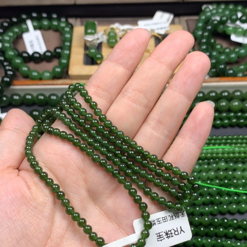 【闪购商品】颈饰未镶嵌和田玉（碧玉）4m菠菜绿无黑
