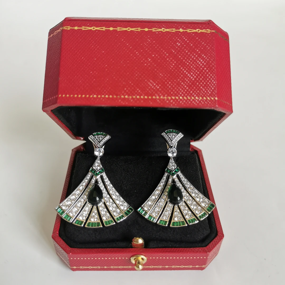 3073绿耳环--高贵女王绿-精工绿耳环赠礼盒