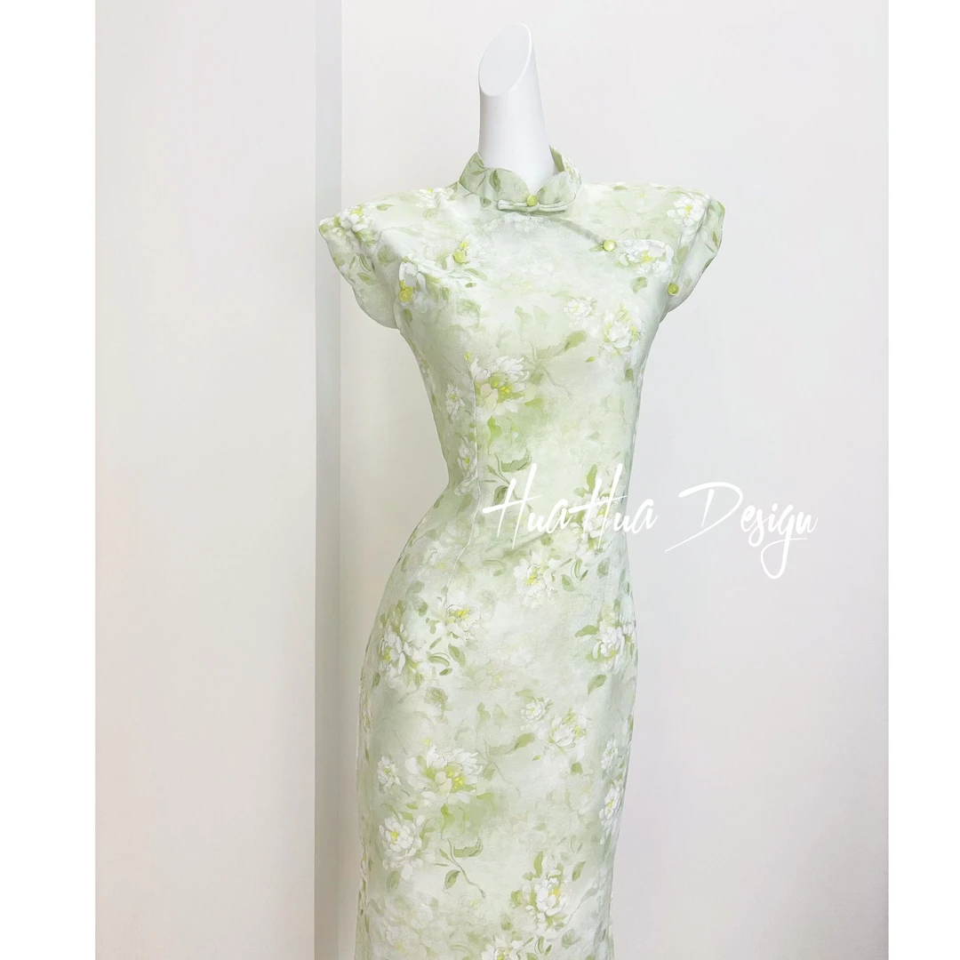 苏故里【玉美人】文艺复古无袖日常旗袍优雅立领显瘦修身衣长120