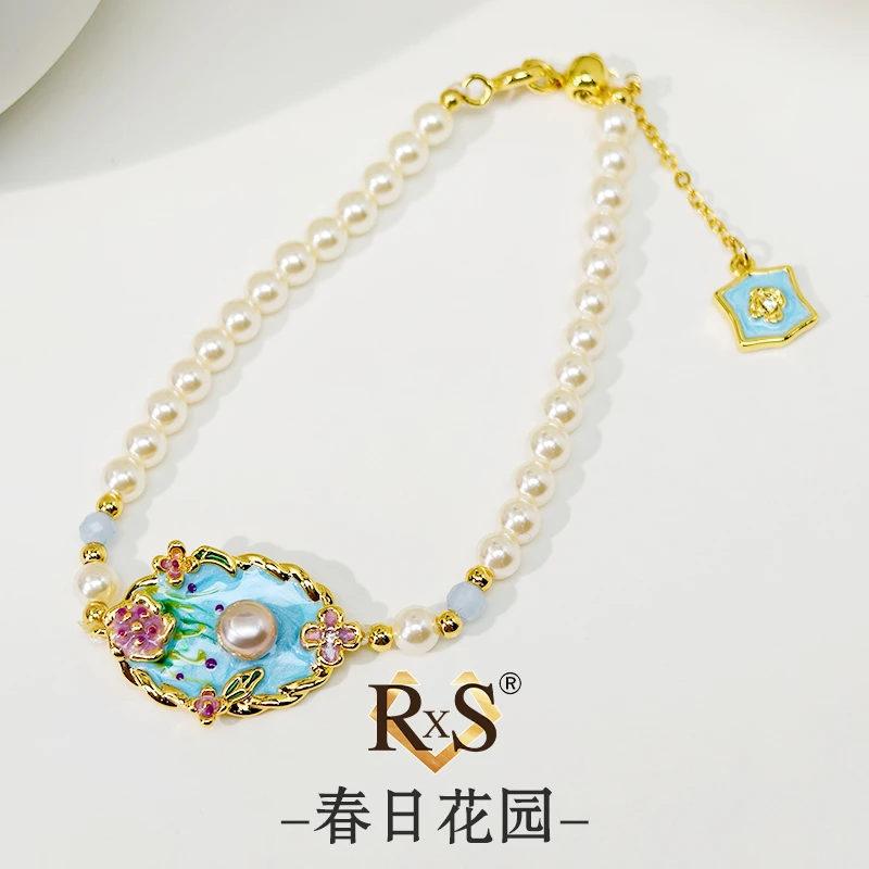 铜合金手链 镀925 S067【春日花园系列】莫奈花园彩手链