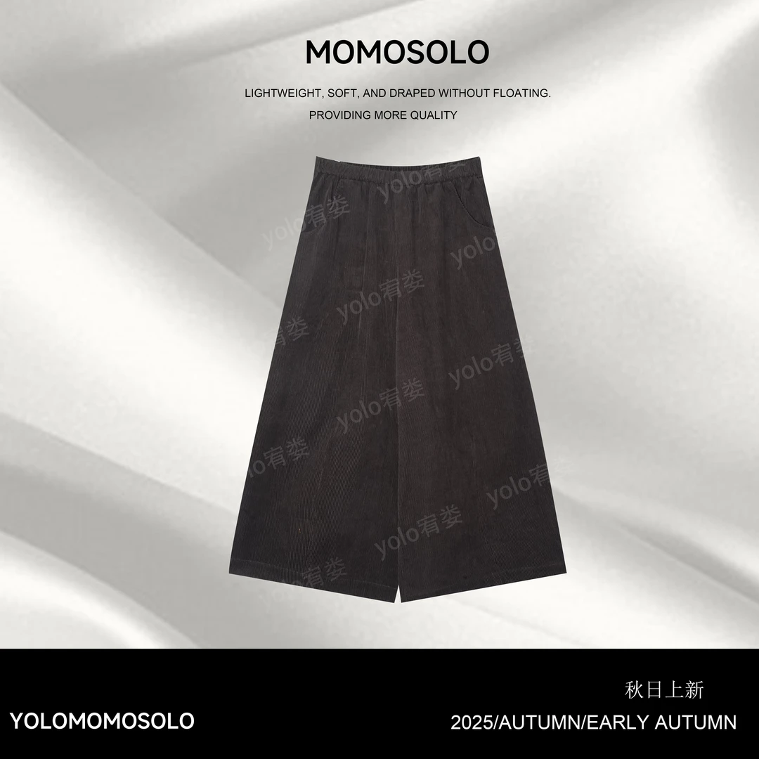 •秋•田2025秋冬束皙100%长绒棉坑条灯芯绒休闲百搭阔腿裤258973