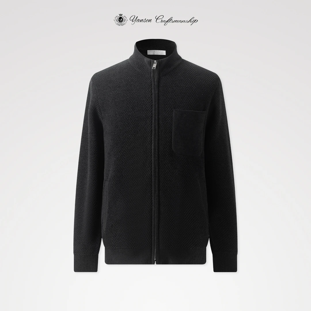 （保暖实穿）双面绒提花 绵羊毛混纺再生纤维素 双拉链外套YST2902