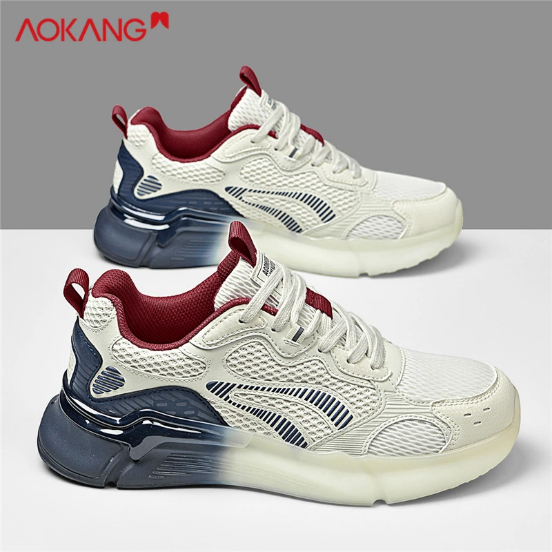 Aokang/奥康2025夏季新款透气男士百搭舒适跑步鞋轻便老爹鞋