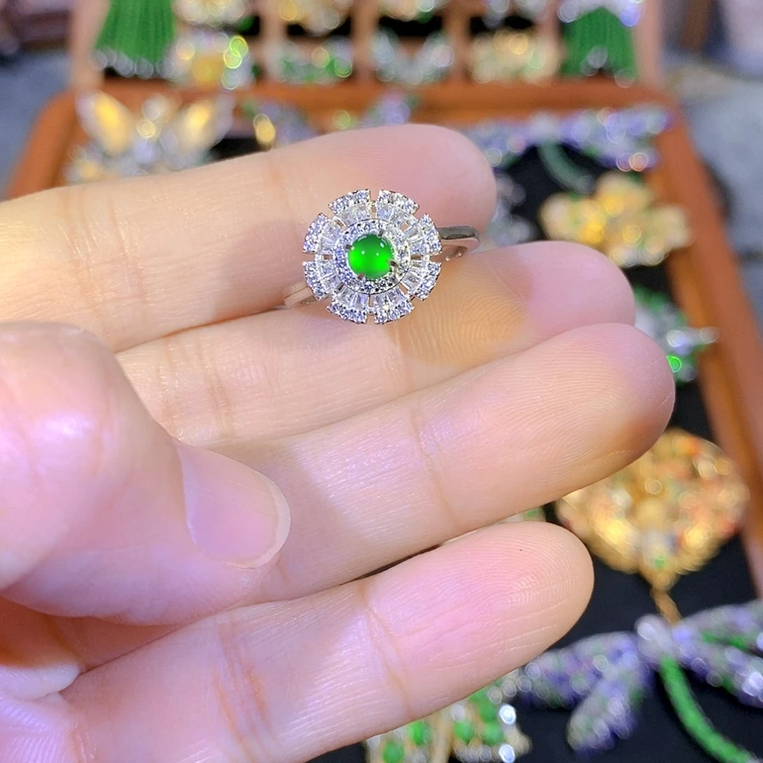 银S925镶嵌挂件翡翠