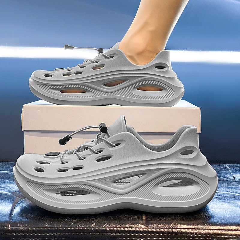 洞洞鞋男士夏季2025新款外穿软底防滑耐磨成人凉鞋男款黑色沙滩鞋