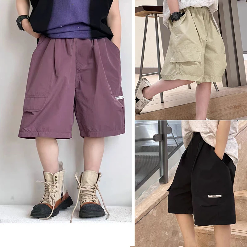 男童夏季工装五分裤中大童休闲短裤中裤百搭韩版宽松薄款休闲裤